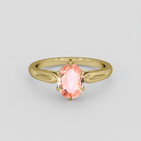 1.36 Ct. Padparadscha Sapphire Ring, 18K Yellow Gold 1