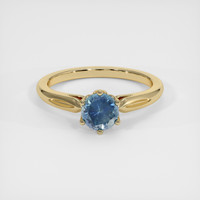 0.90 Ct. Greenish Blue Sapphire Ring, 18K Yellow Gold 1
