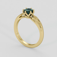 0.67 Ct. Bluish Green Sapphire Ring, 18K Yellow Gold 2