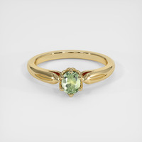 0.58 Ct. Yellowish Green Sapphire Ring, 18K Yellow Gold 1
