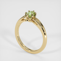 0.58 Ct. Yellowish Green Sapphire Ring, 18K Yellow Gold 2