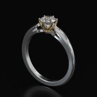 0.56 Ct. White Sapphire Ring, 18K Yellow & White 2