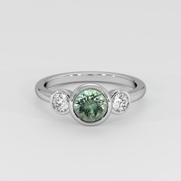 1.26 Ct. Bluish Green Sapphire Ring, Platinum 950 1