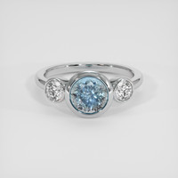 2.15 Ct. Greenish Blue Sapphire Ring, Platinum 950 1