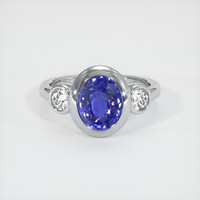 3.30 Ct. Blue Sapphire Ring, 14K White Gold 1