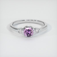 0.64 Ct. Pink Sapphire Ring, 18K White Gold 1