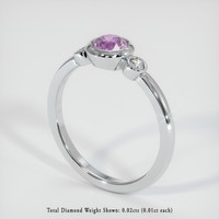 0.64 Ct. Pink Sapphire Ring, 18K White Gold 2