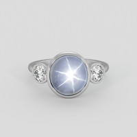7.83 Ct. Bluish Grey Sapphire Ring, 18K White Gold 1