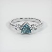 0.71 Ct. Greenish Blue Sapphire Ring, 18K White Gold 1