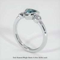 0.71 Ct. Greenish Blue Sapphire Ring, 18K White Gold 2