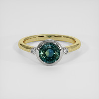 1.47 Ct. Bluish Green Sapphire Ring, 18K White & Yellow 1