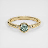0.40 Ct. Greenish Blue Sapphire Ring, 14K Yellow Gold 1