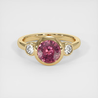 1.80 Ct. Reddish Pink Sapphire Ring, 18K Yellow Gold 1