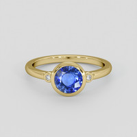 1.01 Ct. Blue Sapphire Ring, 18K Yellow Gold 1