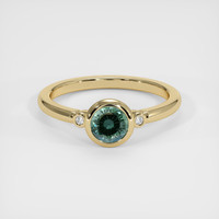0.84 Ct. Bluish Green Sapphire Ring, 18K Yellow Gold 1