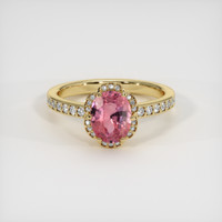1.01 Ct. Padparadscha Sapphire Ring, 18K Yellow Gold 1