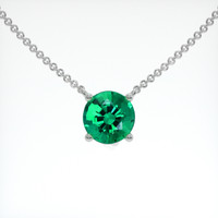 0.92 Ct. Emerald Necklace, 18K White Gold 1
