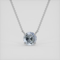 1.35 Ct. Greyish Blue Sapphire Necklace, 18K White Gold 1