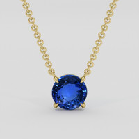 4.32 Ct. Blue Sapphire Necklace, 18K Yellow Gold 1