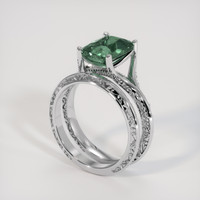 3.33 Ct. Bluish Green Sapphire Ring, Platinum 950 2