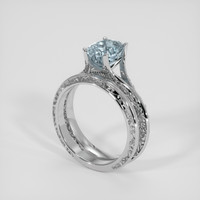 2.39 Ct. Greenish Blue Sapphire Ring, Platinum 950 2
