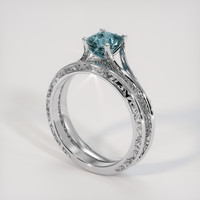 1.15 Ct. Greenish Blue Sapphire Ring, Platinum 950 2