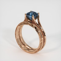 2.04 Ct. Greenish Blue Sapphire Ring, 14K Rose Gold 2