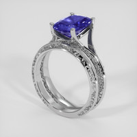 3.23 Ct. Violetish Blue Tanzanite Ring, Silver 2