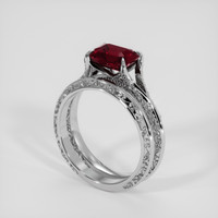 2.28 Ct. Red Garnet Ring, Silver 2