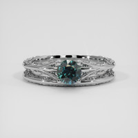 1.23 Ct. Bluish Green Sapphire Ring, Silver 1