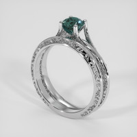 1.23 Ct. Bluish Green Sapphire Ring, Silver 2