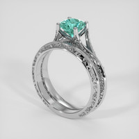 1.08 Ct. Bluish Green Sapphire Ring, 10K White Gold 2
