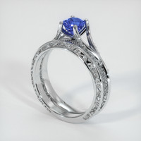 0.77 Ct. Sapphire Ring, 14K White Gold 2