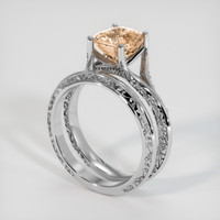 2.54 Ct. Peach Sapphire Ring, 14K White Gold 2