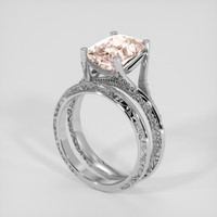 4.16 Ct. Peach Sapphire Ring, 14K White Gold 2