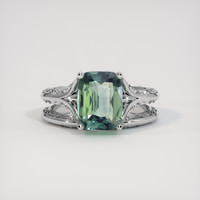 3.33 Ct. Bluish Green Sapphire Ring, 14K White Gold 1