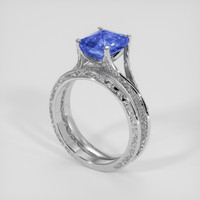 3.04 Ct. Blue Sapphire Ring, 18K White Gold 2