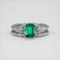 1.05 Ct. Emerald Ring, 18K White Gold 1