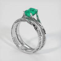 1.02 Ct. Emerald Ring, 18K White Gold 2