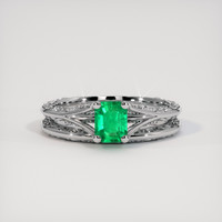 0.61 Ct. Emerald Ring, 18K White Gold 1