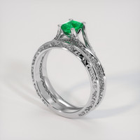 0.61 Ct. Emerald Ring, 18K White Gold 2