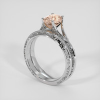 1.84 Ct. Peach Sapphire Ring, 18K White Gold 2