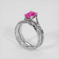 1.63 Ct. Pink Sapphire Ring, 18K White Gold 2