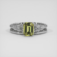 2.11 Ct. Yellowish Green Sapphire Ring, 18K White Gold 1