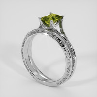 2.11 Ct. Yellowish Green Sapphire Ring, 18K White Gold 2