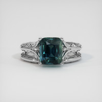 3.00 Ct. Greenish Blue Sapphire Ring, 18K White Gold 1