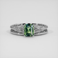 1.59 Ct. Bluish Green Sapphire Ring, 18K White Gold 1