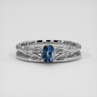 0.98 Ct. Blue Sapphire Ring, 18K White Gold 1