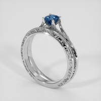 0.98 Ct. Blue Sapphire Ring, 18K White Gold 2
