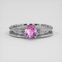 0.91 Ct. Pinkish Purple Sapphire Ring, 18K White Gold 1